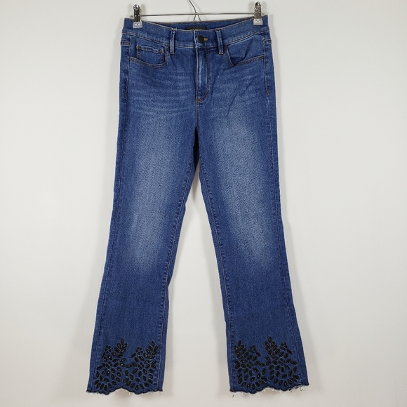 Ann Talor High Rise Eyelet Flare Crop Jeans - Picture 3 of 7
